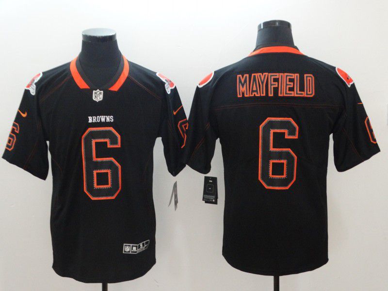Men Cleveland Browns #6 Mayfield Nike Lights Out Black Color Rush Limited NFL Jersey